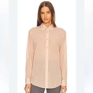 Classic Women's Sheer Button-Up Shirt in Light Blush